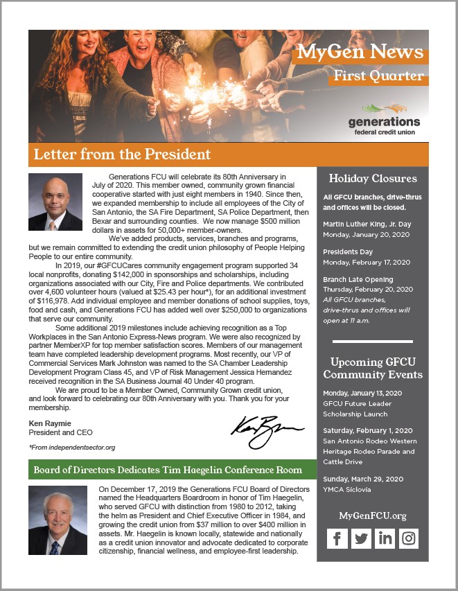 Q1 2020 Member Newsletter