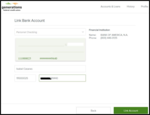 ECM Link Bank Account Prompt FI Name