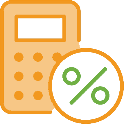 Calculator with percent sign icon_great rates as low as
